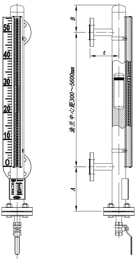 Flap-11A標準型磁翻板液位計尺寸