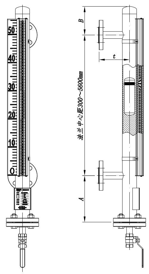 Flap-11S經濟型磁翻板液位計尺寸